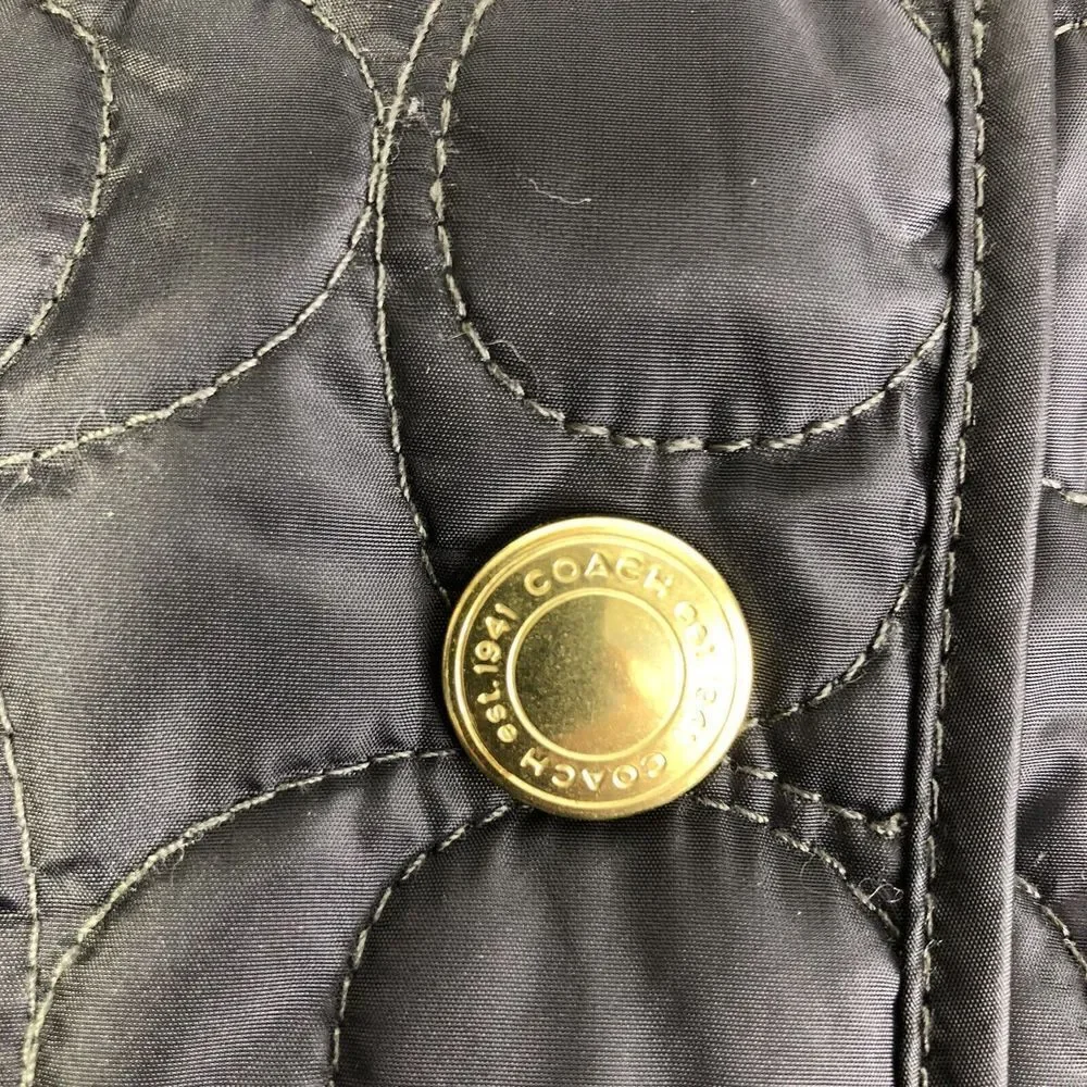 COACH Black & Pink Monogram C Logo Quilted Jacket Size S Satin Pink lining NWT - Picture 9 of 9
